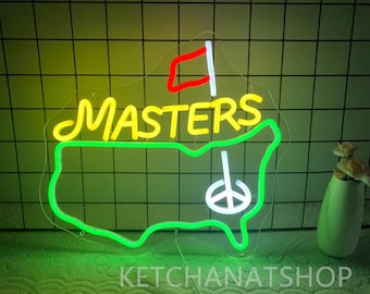 Masters Golf Neon Sign,Golf Neon lights, for Home Bar, Golf Lounge, Man Cave, or Sports Room Decor Wall Art,Game Room Gift,USB powered
