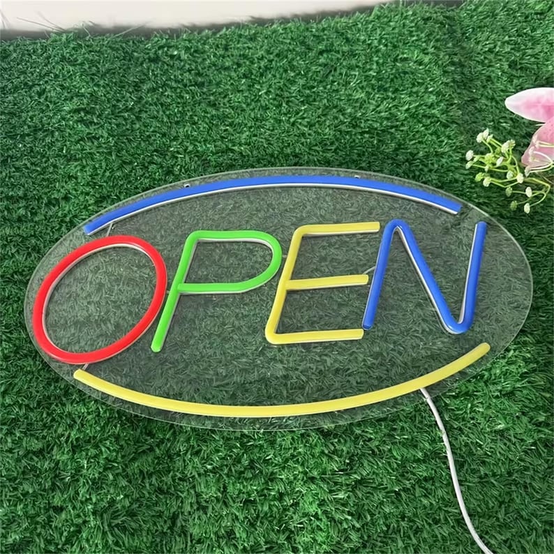 LED Open Neon Sign, Modern Open Sign, Open Light up Sign, Battery ...