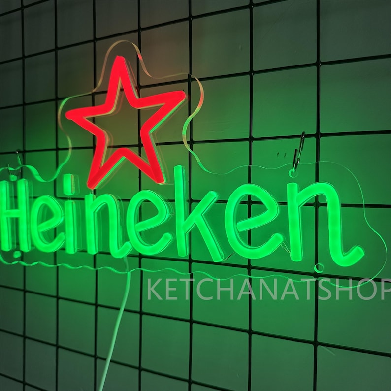 Led Heineken Beer Neon Sign, Bar Neon Light for Home Bar Neon Beer Sign Wall Decor Man Cave Shop Beer Club Pub Bistro,personalized gifts image 5