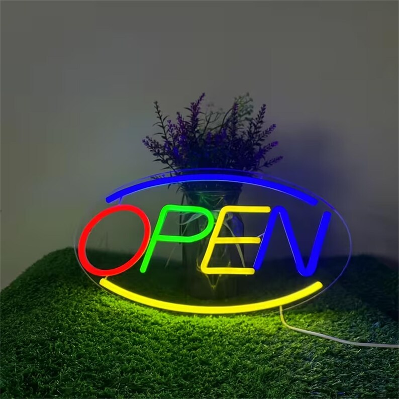 LED Open Neon Sign, Modern Open Sign, Open Light up Sign, Battery ...
