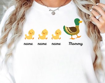 Sudadera personalizada de Duck Mom, regalo personalizado para el Día de la Madre