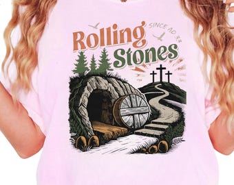 Camiseta cristiana de Pascua con colores cómodos, diseño de la tumba de los Rolling Stones