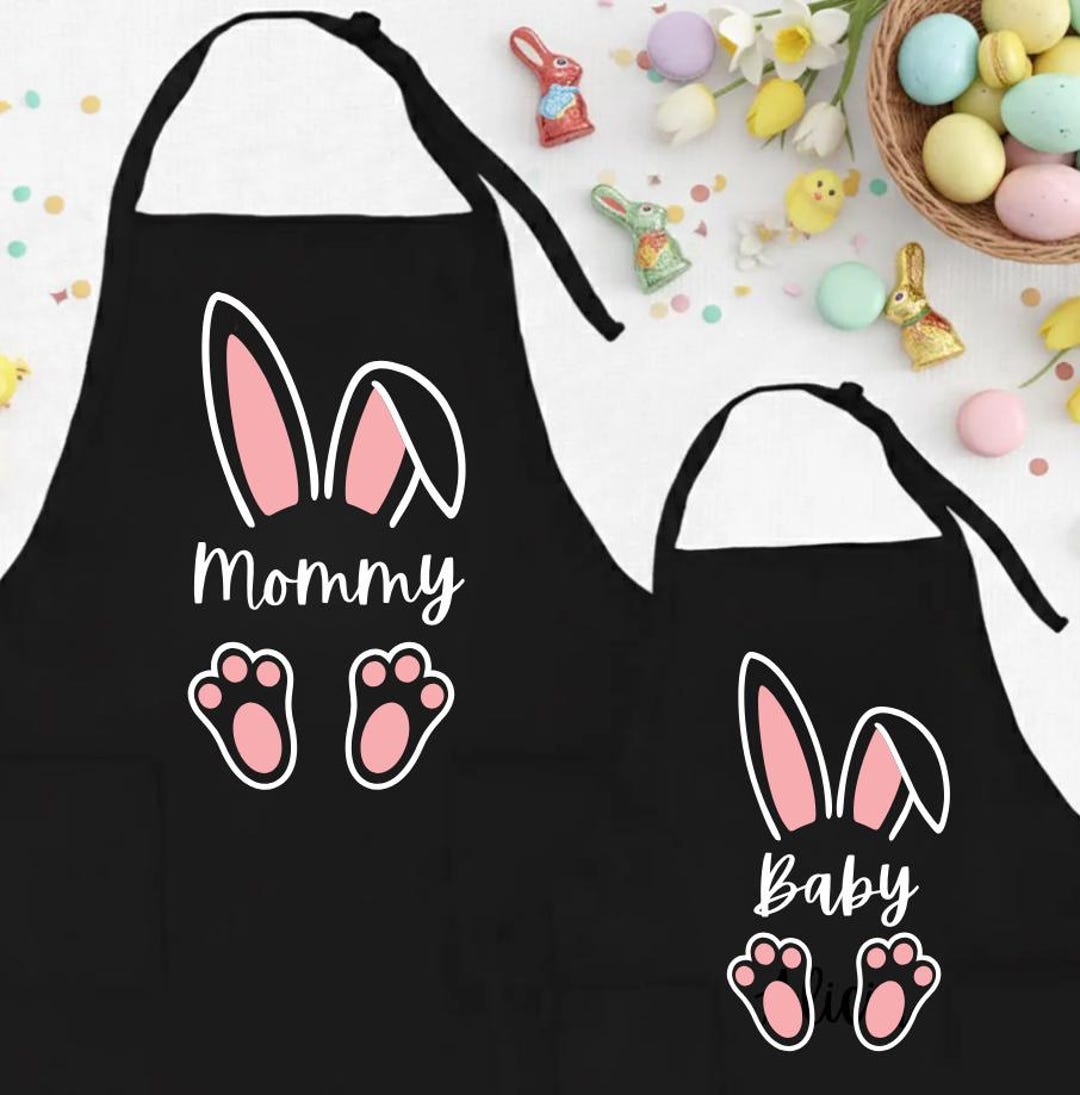 Custom Easter Mommy and Baby Aprons, Bunny Egg Hunt Kitchen Wear - Etsy