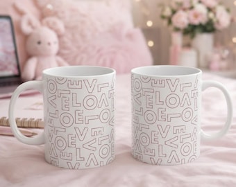Love Pattern Mug | 11 oz Mug | Coffee Mug | Love Mug Vintage