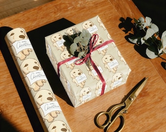 Golden Retriever Christmas Wrapping Paper, Puppy Wrap, Dog Gift Wrap, Pet Lover Xmas Packaging