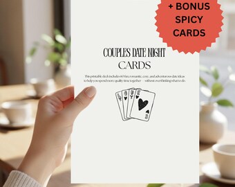 Date Night Cards Printable | 60 Romantic Date Ideas | Couples Gift | Anniversary Gift | Editable Canva Template | Spicy Card Bonus