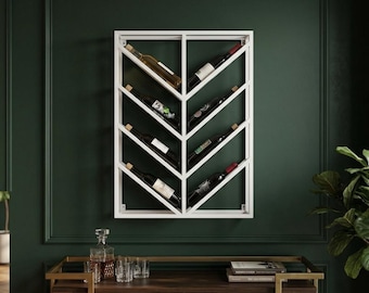 Adega de parede moderna em metal, suporte minimalista para garrafas de vinho com design em ziguezague, armazenamento de vinhos suspenso, decoração de bar de luxo para casa, presente de boas-vindas