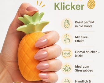 Pineapple Clicker STL file including commercial license | Fidget Toy 3D Print File | Two-part & multi-color printable | STL 3MF Download