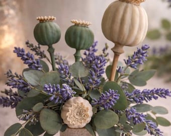 Mohnblume Deko 3D Druck Datei Set | STL + 3MF Digital Download | Mohn Set mit Stiel & Mohnkopf ohne Stiel | Boho Scandi | Vase Deko