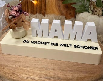 Scritta "MAMA" con vaso e base | File STL e 3MF | Regalo stampato in 3D per la mamma | Decorazione per la festa della mamma | Modello fai da te per la stampa 3D