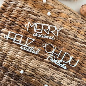 3D Druck Weihnachtsanhänger STL 3MF | Merry Christmas Feliz Navidad Frohe Weihnachten | Ornament Schriftzug | Laser & 3D-Printer Datei