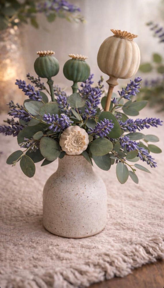 Mohnblume Deko 3D Druck Datei Set | STL + 3MF Digital Download | Mohn Set mit Stiel & Mohnkopf ohne Stiel | Boho Scandi | Vase Deko