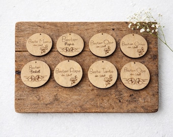 Geschenkanhänger Familie SVG DXF | Beste Mama Papa Oma Tante Onkel Anhänger | Laserdatei Holzanhänger | Muttertag Geschenk Tag | Laser Datei