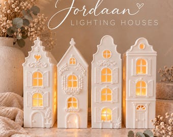 Jordaan Lighting Houses incl. commercial license | LED tealight houses 3D printed | Amsterdam Houses Set | STL & 3MF | digital file
