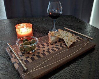 Handcrafted Walnut & Maple Serving Tray – Modern Charcuterie Board