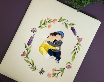 Anpassat broderat fotoalbum personligt minnesbok
