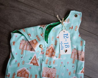 Boys 12-18M infant gingerbread romper **READY TO SHIP**