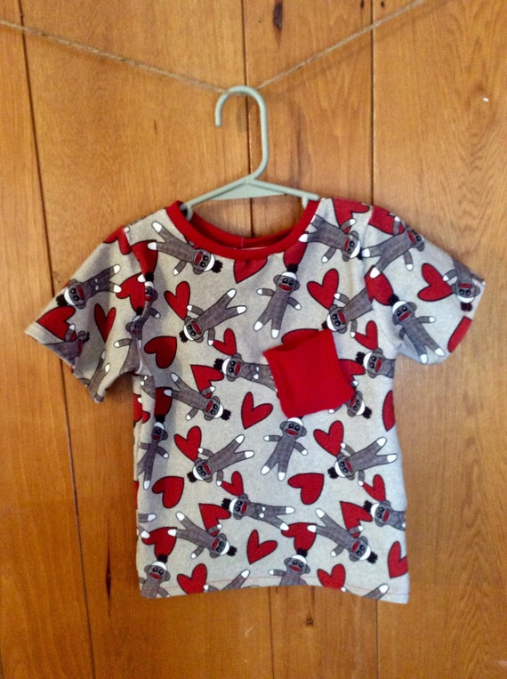 Sock Monkey Hearts Valentines Day T-shirt ***MADE TO ORDER***