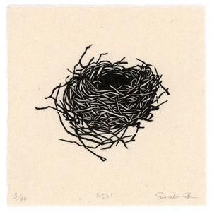NEST - Woodcut Relief Print