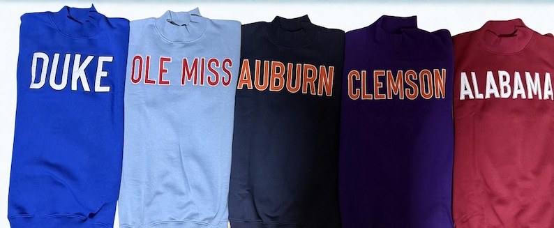 Mock Neck Embroidered Sweatshirt, Blue, UNC Chapel Hill, Carolina, Oversized, Medium and Large image 4