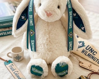 Hand-Customized Collegiate Keepsake Bunny - The University of North Carolina Wilmington UNCW