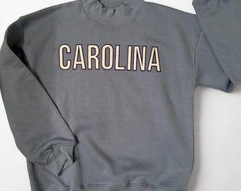 Sweatshirt met geborduurde hals, blauw, UNC Chapel Hill, Carolina, oversized, medium en large