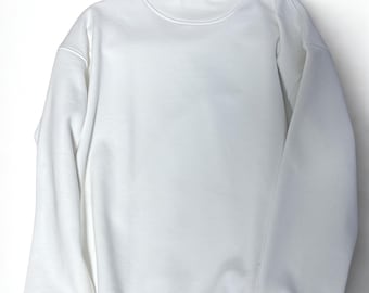 100% Cotton White Mock Neck Sweatshirt – Heavyweight Blank Sweatshirt
