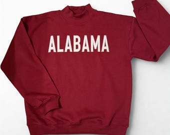 Mock Neck Embroidered Sweatshirt, Oversized, Alabama, Size M and L