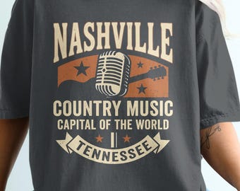 Camiseta vintage de Nashville com tema country, camiseta retrô de música country, camiseta Comfort Colors, presente para homens e mulheres, presente para músicos.