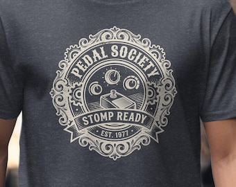 Pedal Society Shirt, Guitar Stompbox Graphic, Gildan 64000 Cotton Tee