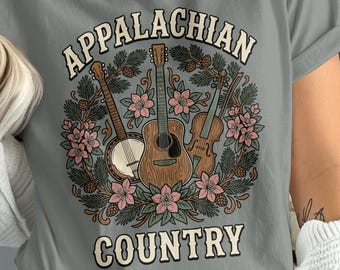 Camiseta com estampa country dos Apalaches, camiseta de música country, presente de aniversário para homens e mulheres, camiseta vintage de bluegrass, camiseta Comfort Colors
