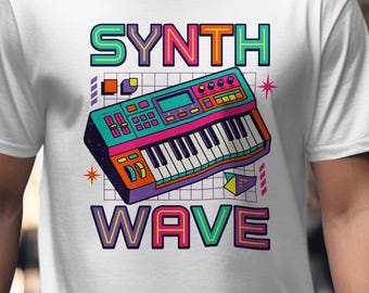 Synth Wave Keyboard, Retro Synthesizer Shirt, Gift For Musician, Men & Women Electronic Tee, 80s Music Lover T-Shirt, Vintage Analog Top