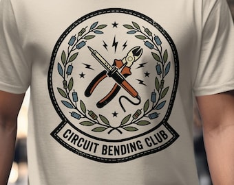 Maglietta Circuit Bending, regalo per sintetizzatore modulare, maglietta per hobby elettronici, arte del saldatore, maglietta Maker Movement, attrezzatura audio fai da te, maglietta da ingegnere