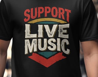 Support Live Music Shirt, Retro Geometric Tee, Musician Gift for Men and Women, Vintage Concert T-Shirt, 70s Music Lover Style