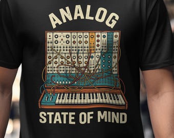 Analog State of Mind, Modular Synth Shirt, Musician Gift For Men, Retro Synth T-Shirt, Funny Producer Shirt, Vintage Keyboard Tee