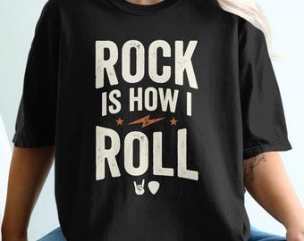 Rock Symbols Graphic Lightning Bolt Tee, Guitar Pick T-Shirt, Heavy Metal Apparel, Edgy Musician Top, Classic Concert Shirt