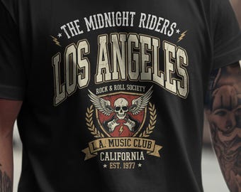 Midnight Riders L.A., Rock And Roll Shirt, Birthday Gift For Men, Retro Music Tee, Comfort Colors Vintage T-Shirt For Women