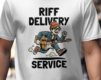 Riff Delivery Service T-Shirt | Retro Guitar Mascot Tee