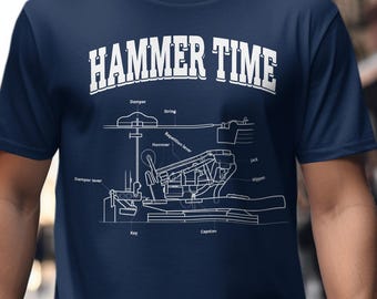 Hammer Time Piano Action Diagram T-Shirt, Musician Gift