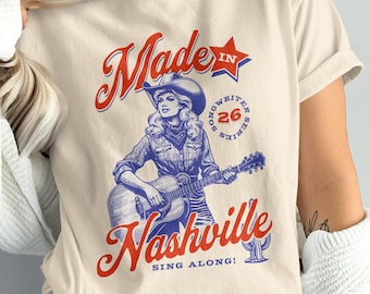 Made In Nashville, Vintage Cowgirl Shirt, Music Lover Gift For Women, Retro Country Tee, Comfort Colors T-Shirt
