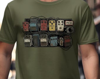 Guitar Pedalboard Shirt, Funny Guitarist Gift for Him or Her, Shoegaze Indie Rock Tee, Guitar Player T-Shirt, Pedal Board Humor