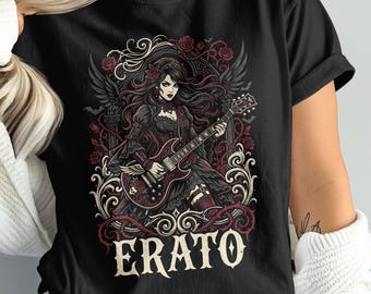Dark Erato Guitar, Gothic Romance Musician Shirt, Gift For Guitar Player, For Men And Women, Retro Metal Tee, Comfort Colors T-Shirt