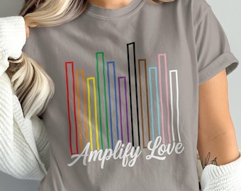 Amplify Love Rainbow Graphic Tee, Comfort Colors Pride Shirt