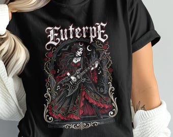 Dark Euterpe Guitar, Gothic Romance Musician Shirt, Gift For Rocker, For Men And Women, Retro Guitarist Tee, Comfort Colors T-Shirt