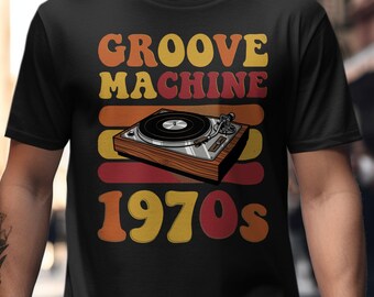Vintage Turntable T-Shirt, Retro 1970s Music Lover Tee