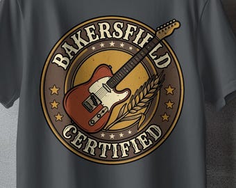 Camiseta Bakersfield Certified, Música Country, Presente de Aniversário para Homens e Mulheres, Camiseta com Estampa Vintage, Camiseta Comfort Colors