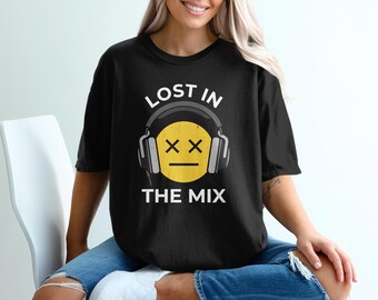 Lost In The Mix, Funny DJ Shirt, Gift for Music Producer, Retro Audiophile Tee, Graphic T-Shirt for Men and Women, Comfort Colors