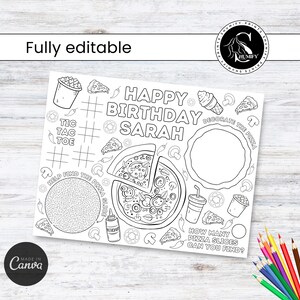 Pizza Party Coloring Placemat | Kids Birthday Activity (Digital Download)