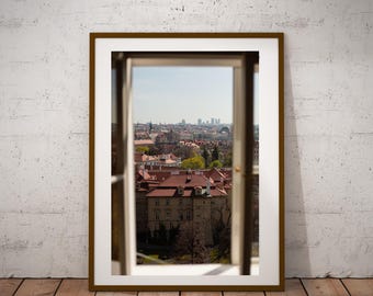 Rooftops Through a Window, Prague, Czechia