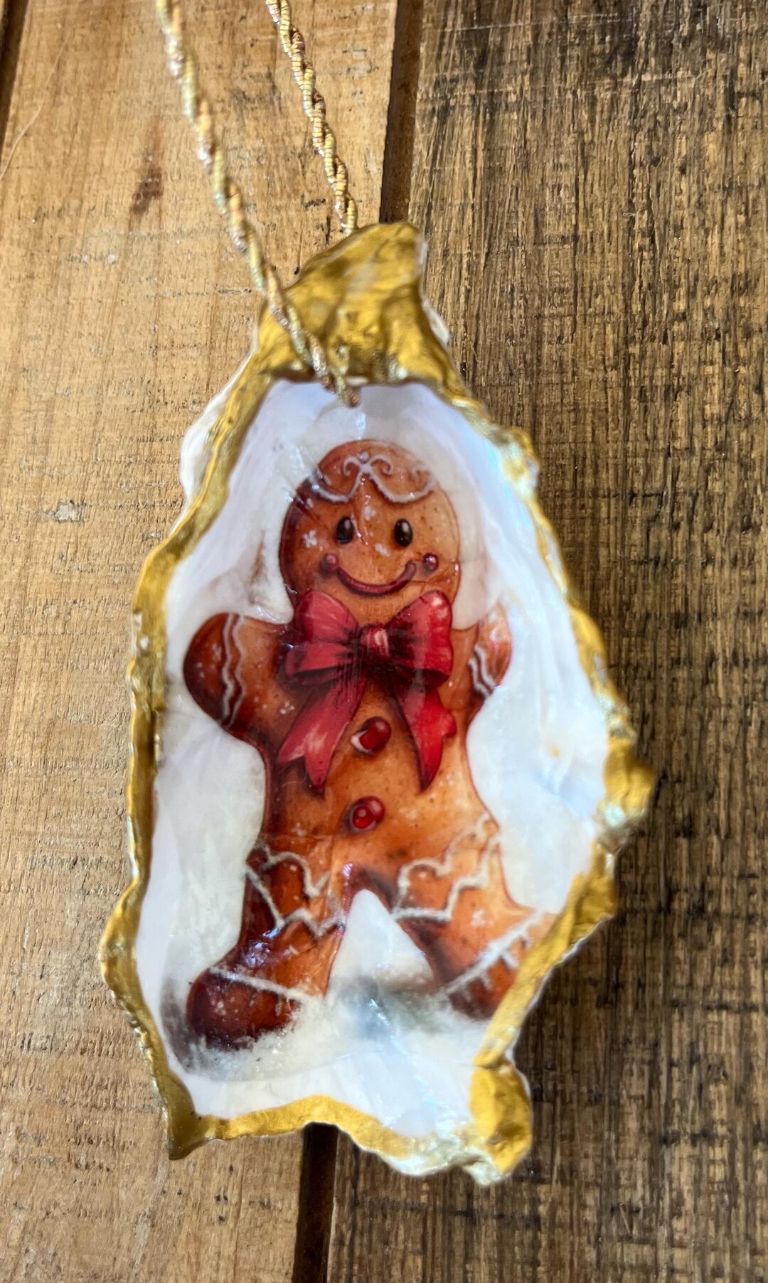 Shell Gingerbread Men Vintage Gingerbread Man Decoupaged Oyster Shell Christmas Ornament - Etsy